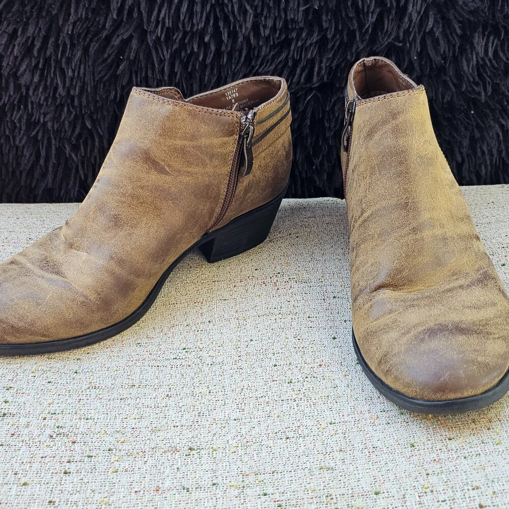 Xappeal Women's Booties Boots Brown Chunky Heeled Rugged Shooties 8
